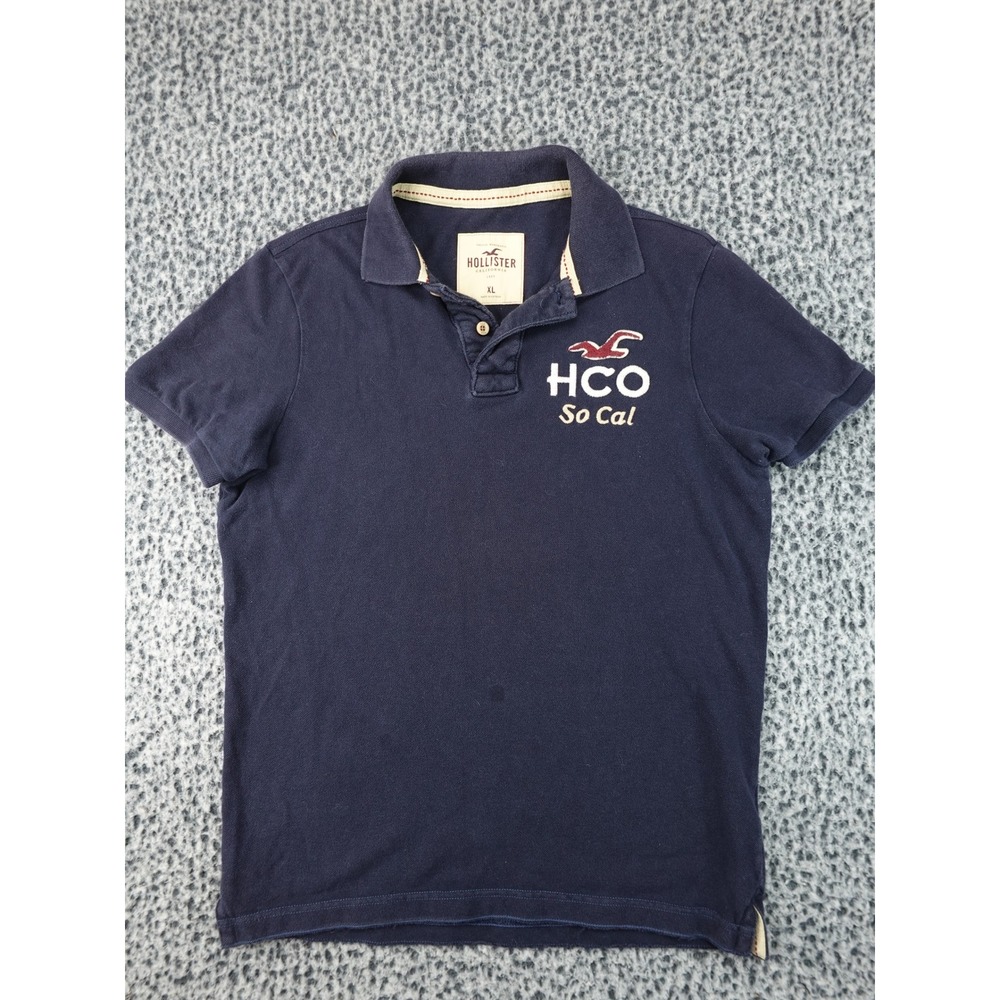 Hollister Polo Shirt Mens‎ XL Navy Blue Good HCO So Cal Embroidered Logo 14196